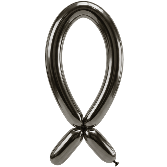 50 Modelling Balloons - Nozzle up - 5x152cm -  Silk Midnight Grey