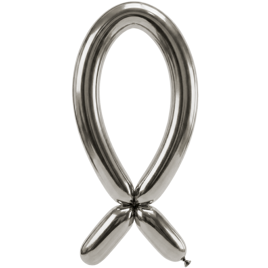 50 Modelling Balloons - Nozzle up - 5x152cm -  Reflex Silver
