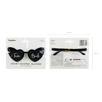 1 Paar - Herzförmige Brille - Team Bride - Schwarz