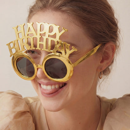 1 Paar - Brille Happy Birthday - Kaltgold