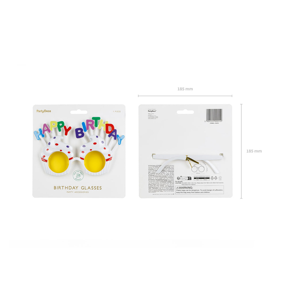 1 Paar - Brille Cupcake Happy Birthday - Weiß