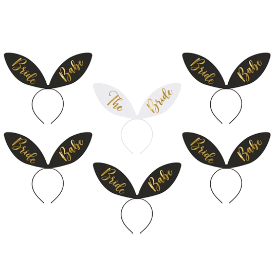 6 Haarreifen - Bride Squad - Schwarz
