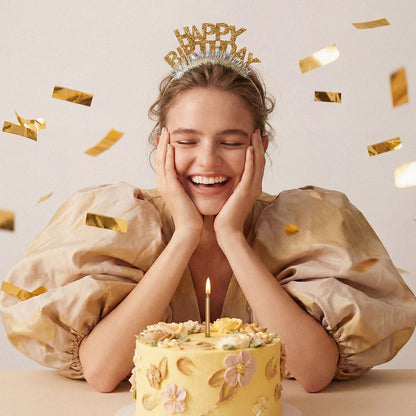 1 Stirnband - Happy Birthday - Gold