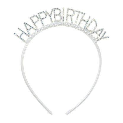1 Stirnband - Happy Birthday - Silber