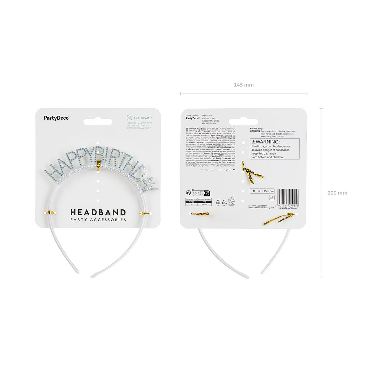1 Stirnband - Happy Birthday - Silber