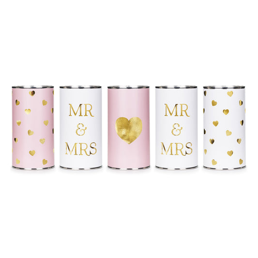 5 Hochzeitsdosen mit Schnur - Mr & Mrs