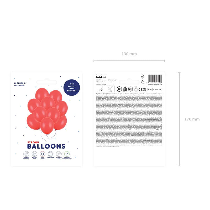 10 Luftballons - Ø 27cm - Pastell Poppy Red