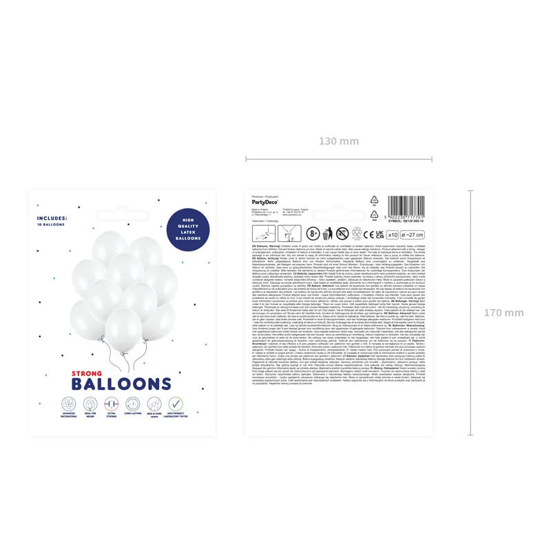 10 Luftballons - Ø 27cm - Pastell Pure White