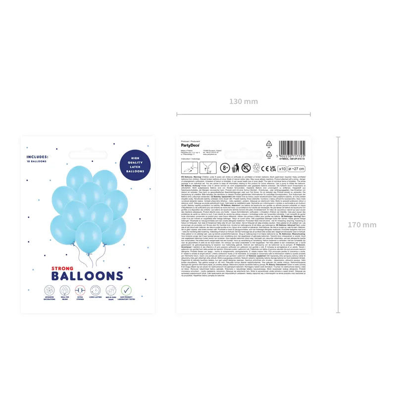 10 Luftballons - Ø 27cm - Pastell Baby Blue