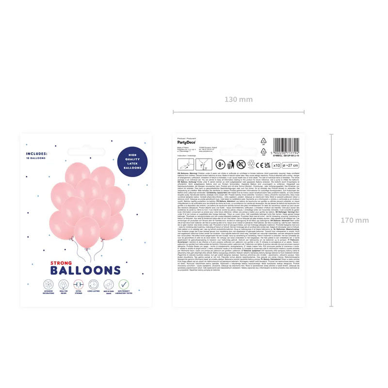 10 Luftballons - Ø 27cm - Pastell Baby Pink