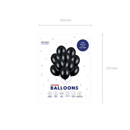 10 Luftballons - Ø 30cm - Metallic - Black