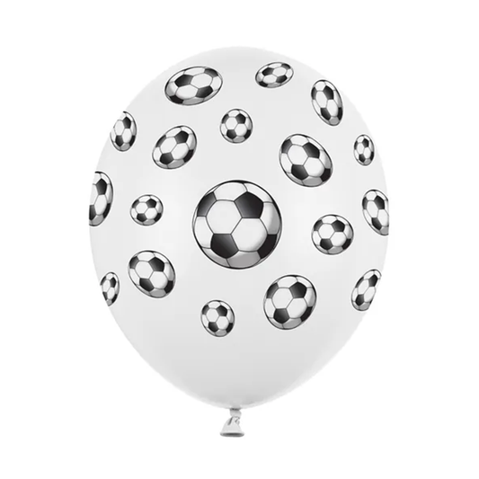 6 Luftballons - Ø 30cm - Fusball - Pastel P. White