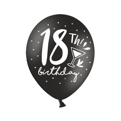 6 Motivballons - Ø 30cm - 18th Birthday