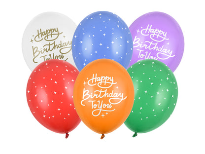 6 Motivballons - Ø 30cm - Happy Birthday to You