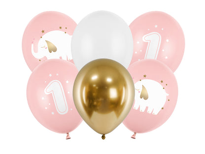 6 Motivballons - Ø 30cm - One Year Girl