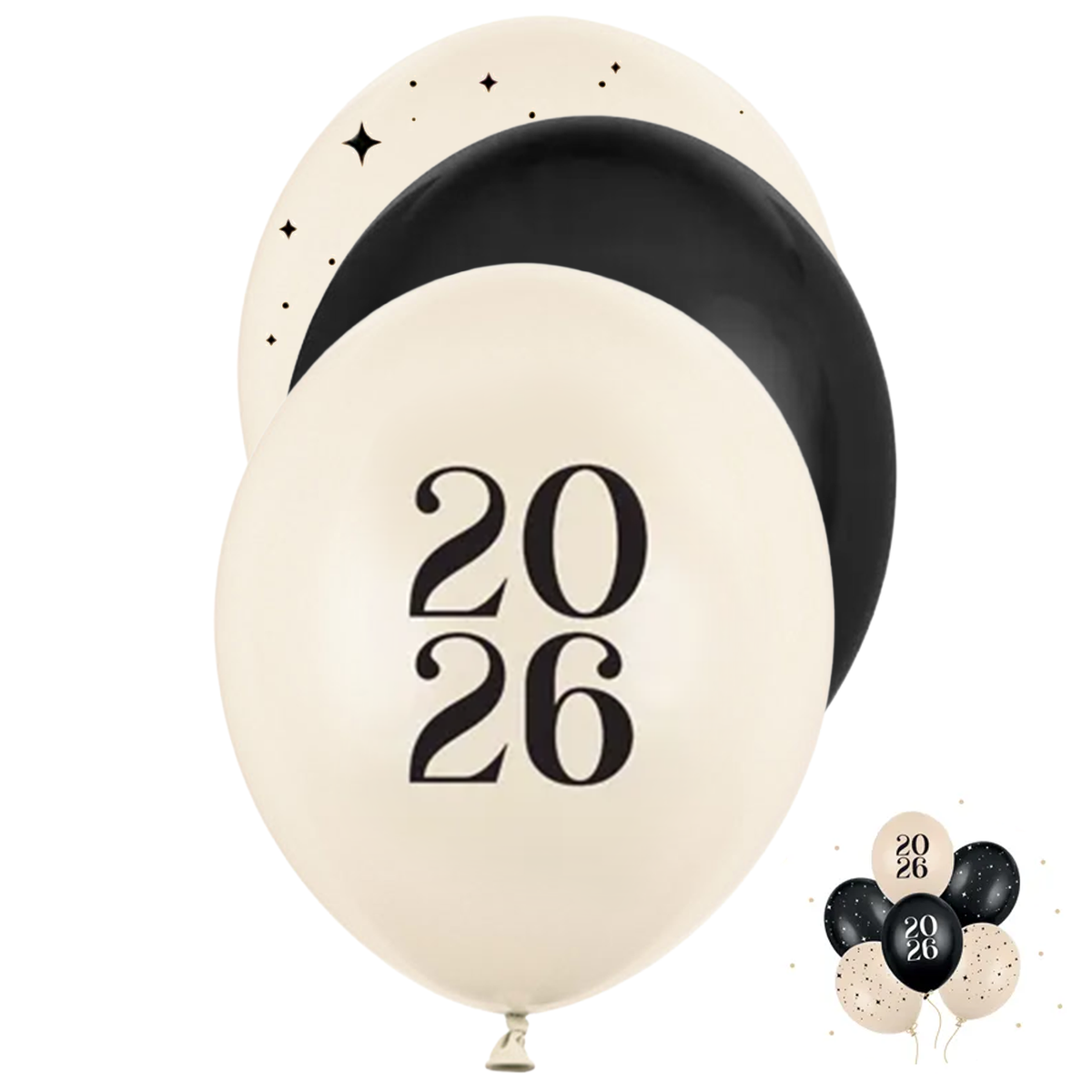 6 Motivballons - Ø 30cm - Happy New Year 2026