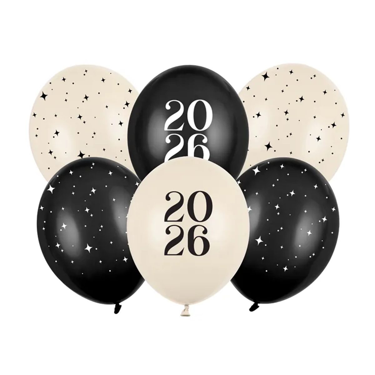 6 Motivballons - Ø 30cm - Happy New Year 2026