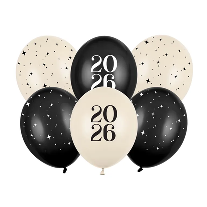 6 Motivballons - Ø 30cm - Happy New Year 2026
