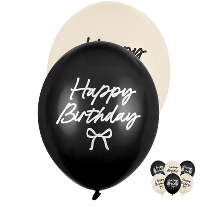 6 Motivballon - Happy Birthday Schleifen - 30cm