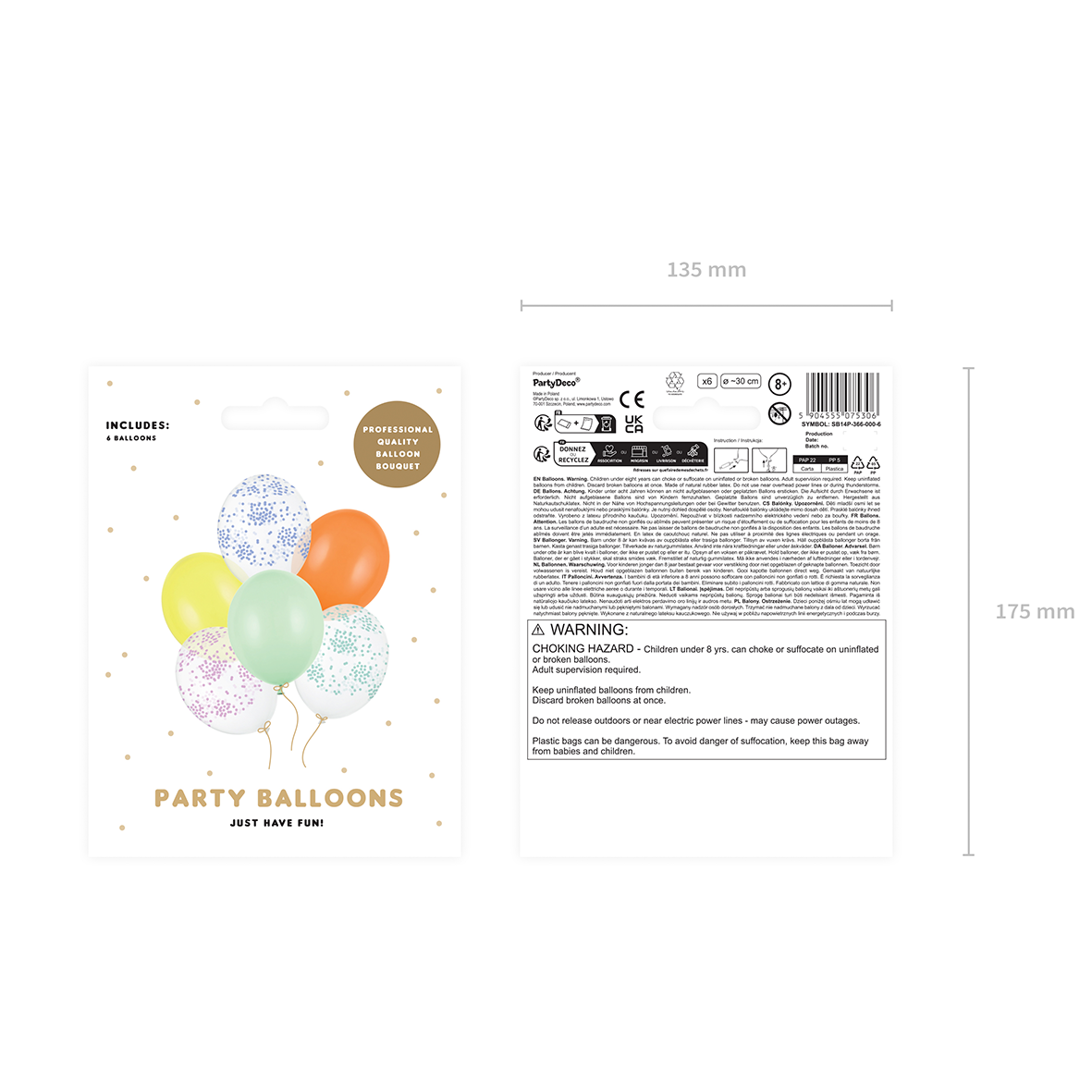 6 Motivballons - Confetti - 30cm