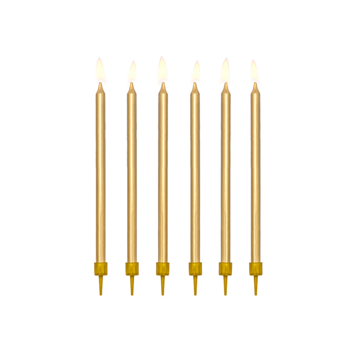 12 Kuchenkerzen XL mit Halterung - Gold