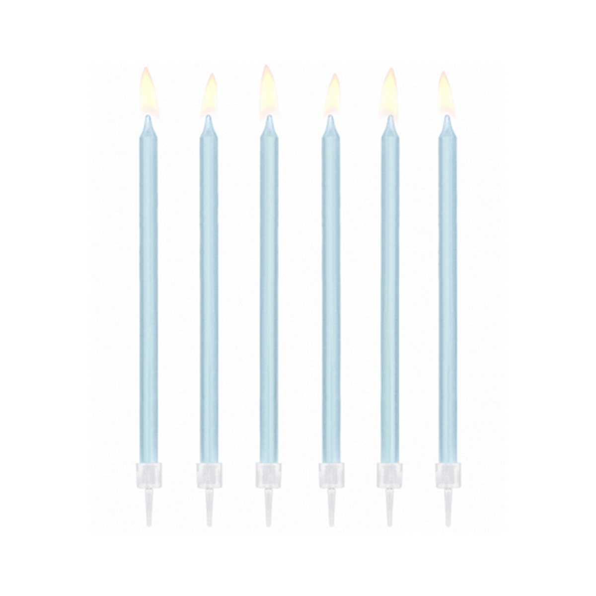 12 Kuchenkerzen XL mit Halterung - Hellblau