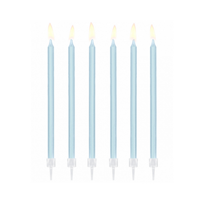 12 Kuchenkerzen XL mit Halterung - Hellblau