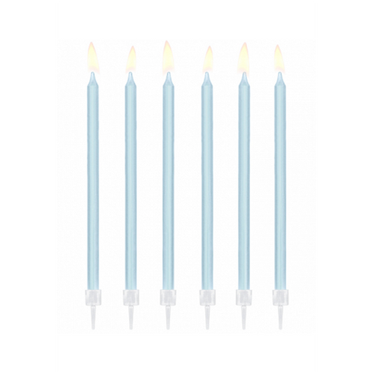 12 Kuchenkerzen XL mit Halterung - Hellblau