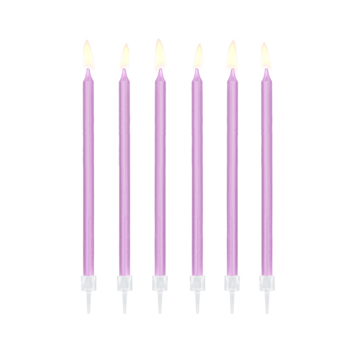 12 Kuchenkerzen XL mit Halterung - Lavendel