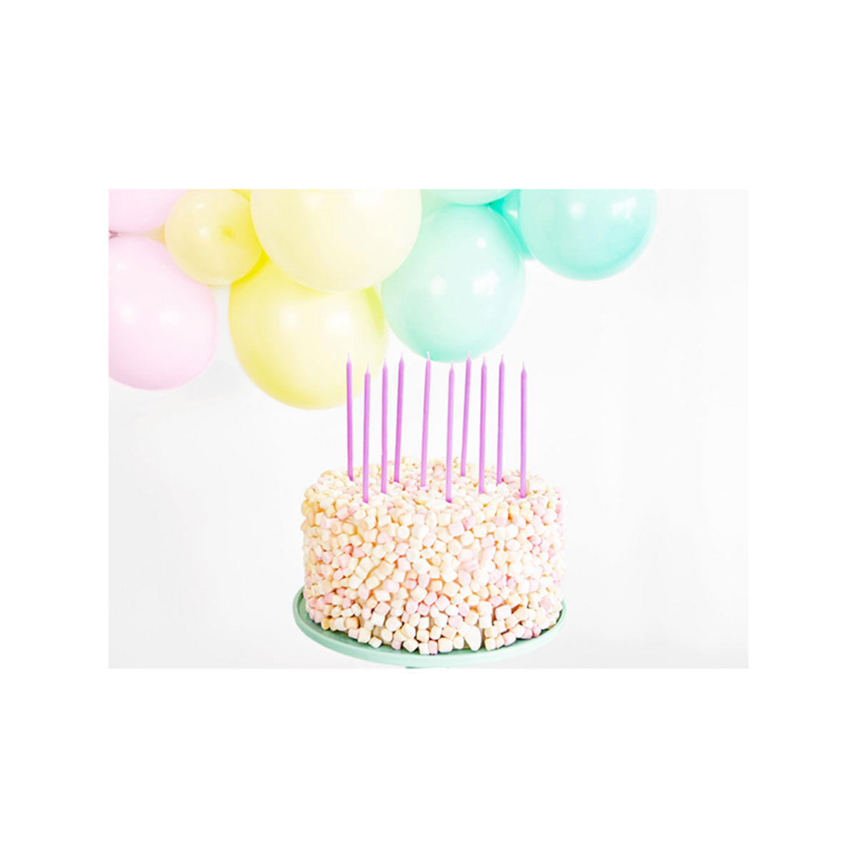 12 Kuchenkerzen XL mit Halterung - Lavendel