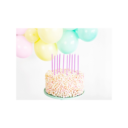 12 Kuchenkerzen XL mit Halterung - Lavendel