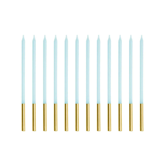12 Kuchenkerzen XL - Light blue Gold