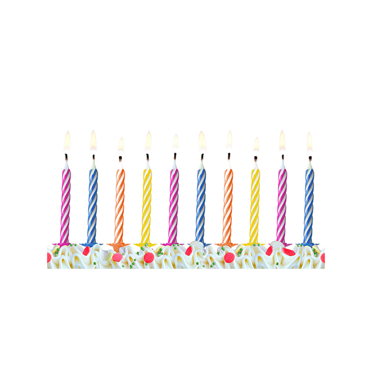 10 Kuchenkerzen mit Halterung - Bunt