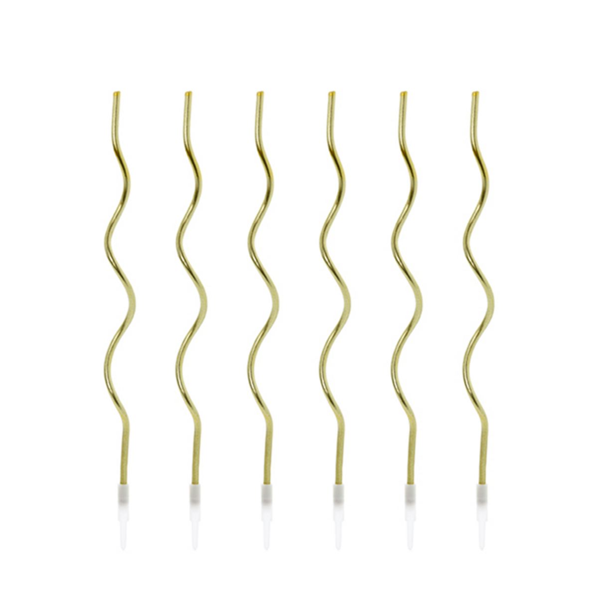 8 Kuchenkerzen XL mit Halterung - Curly - Gold