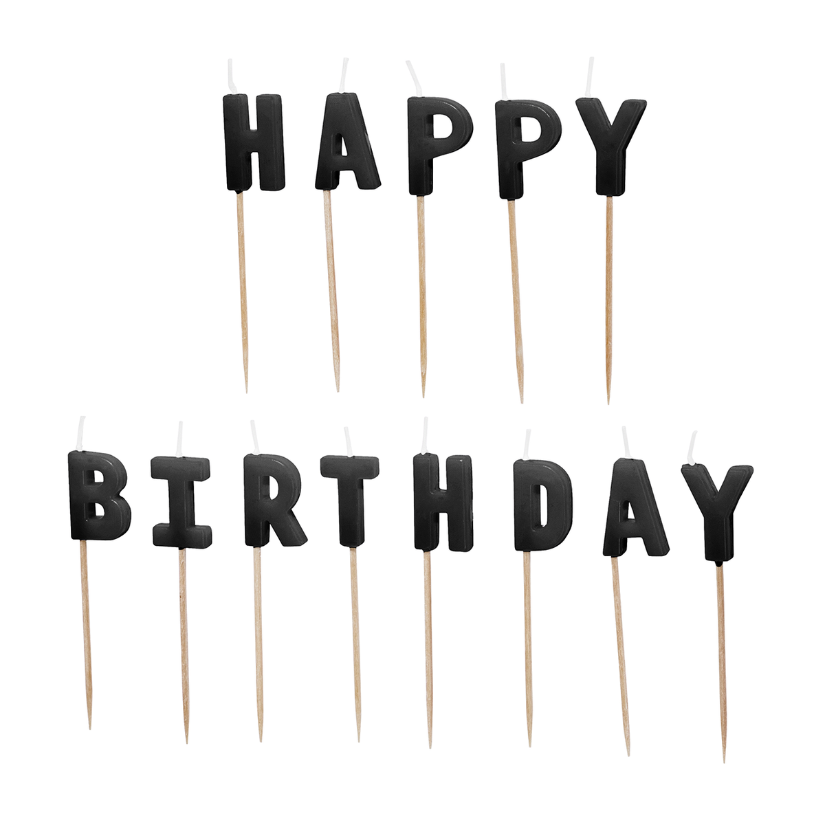 13 Kuchenkerzen - Happy Birthday - Schwarz