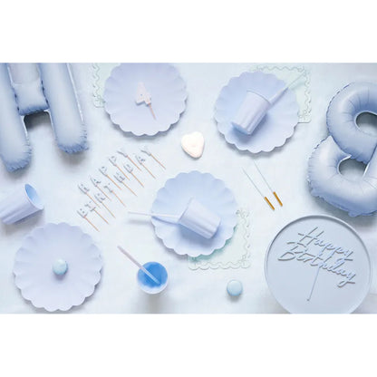 13 Kuchenkerzen - Happy Birthday - light blue