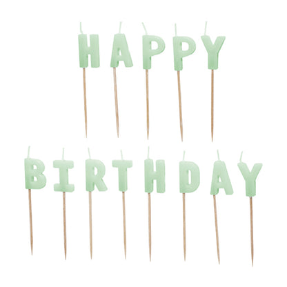 13 Kuchenkerzen - Happy Birthday - Mint