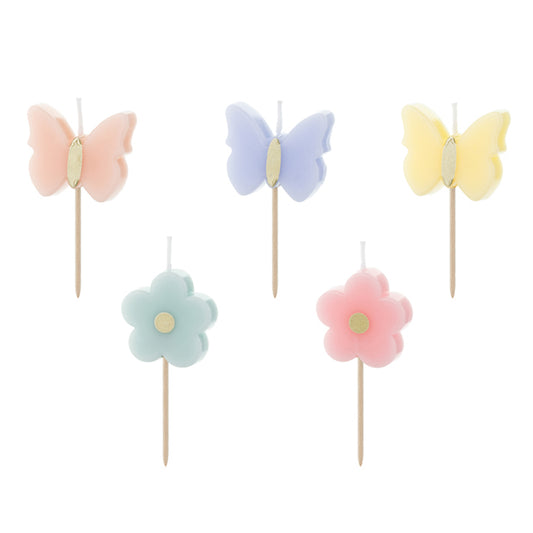 5 Kuchenkerzen - Butterflies