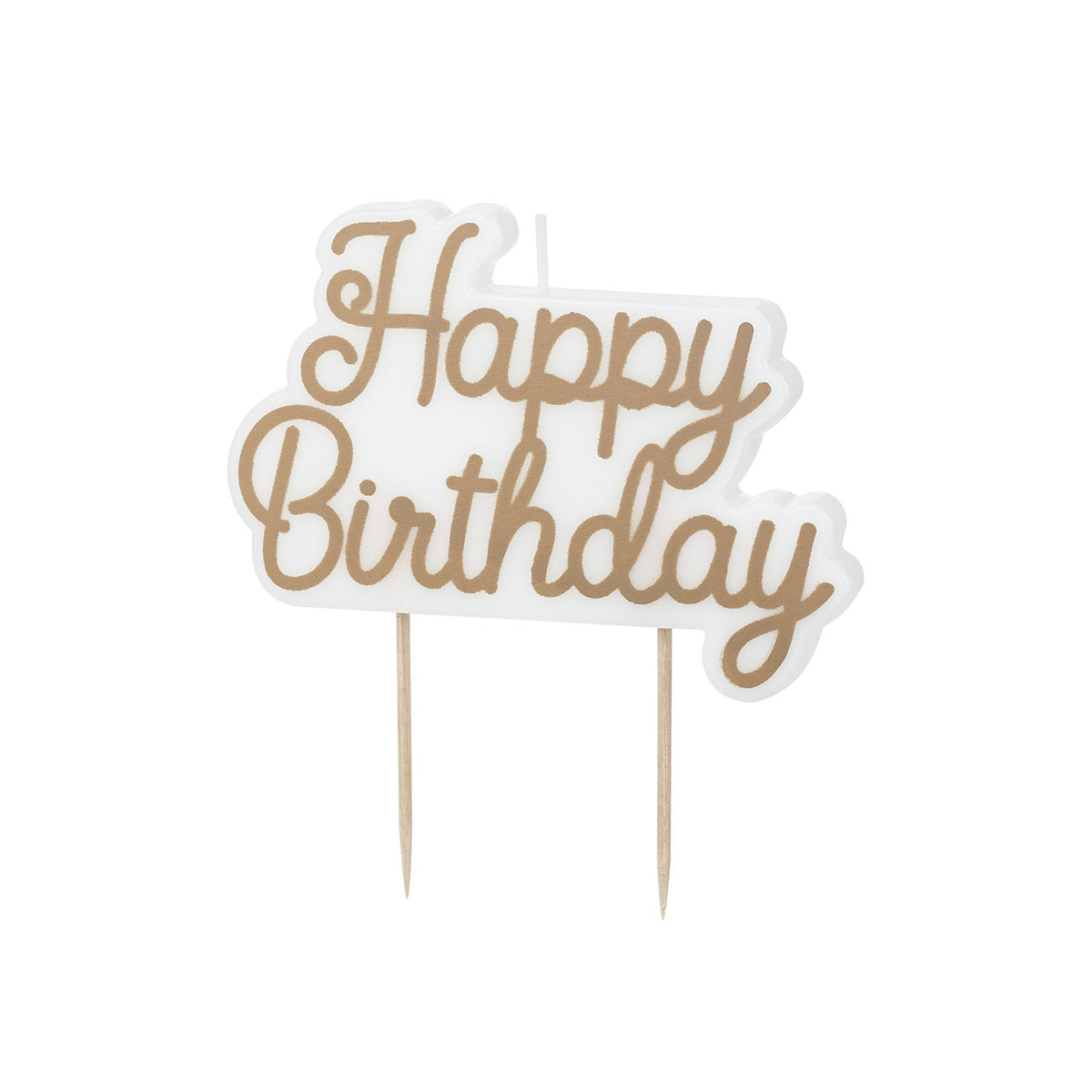 1 Kuchenkerze - Happy Birthday - Kalt Gold