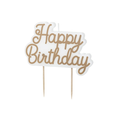 1 Kuchenkerze - Happy Birthday - Kalt Gold