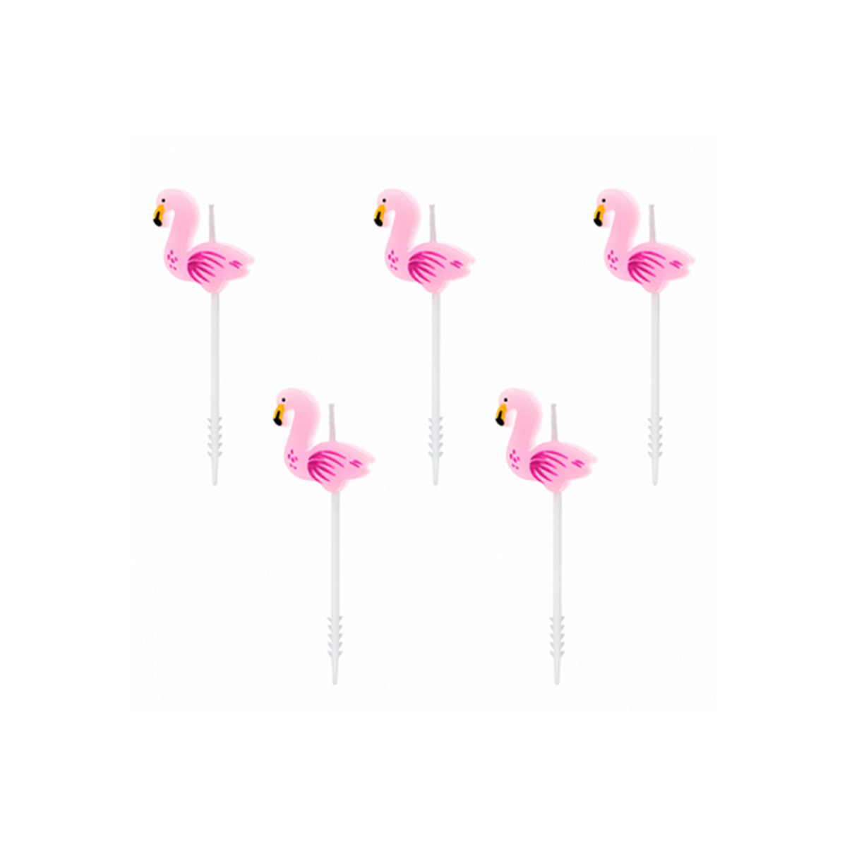 5 Kuchenkerzen - Flamingo