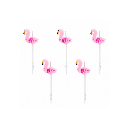5 Kuchenkerzen - Flamingo