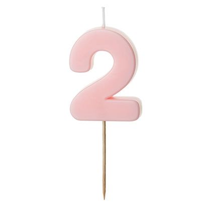 1 Kuchenkerze - Zahl 2 - Rosa