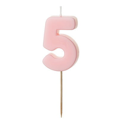 1 Kuchenkerze - Zahl 5 - Rosa