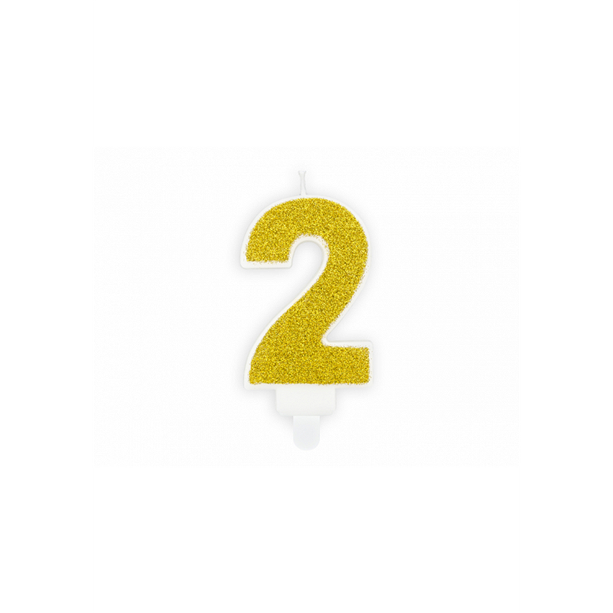 1 Kuchenkerze - Zahl 2 - Gold