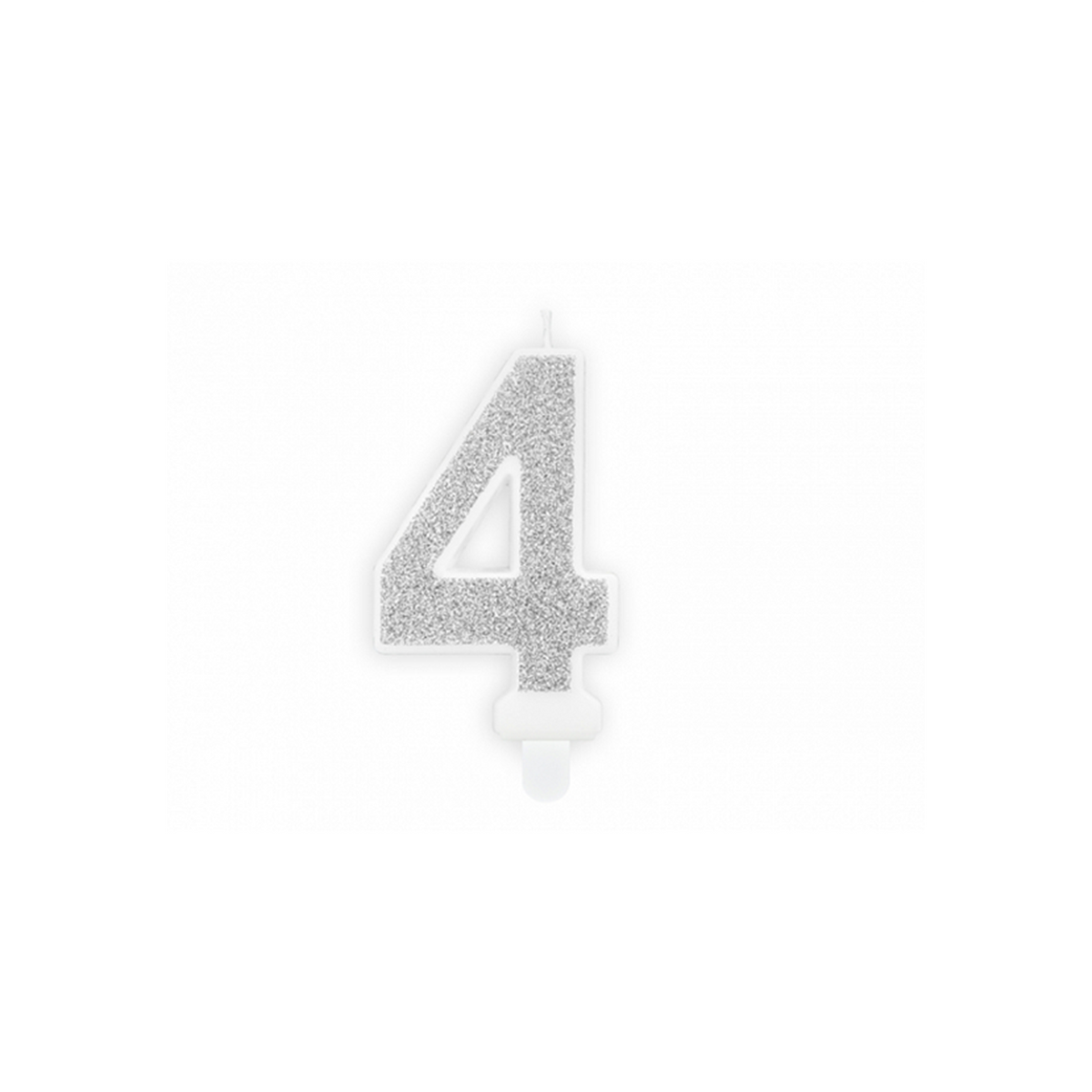 1 Kuchenkerze - Zahl 4 - Silber