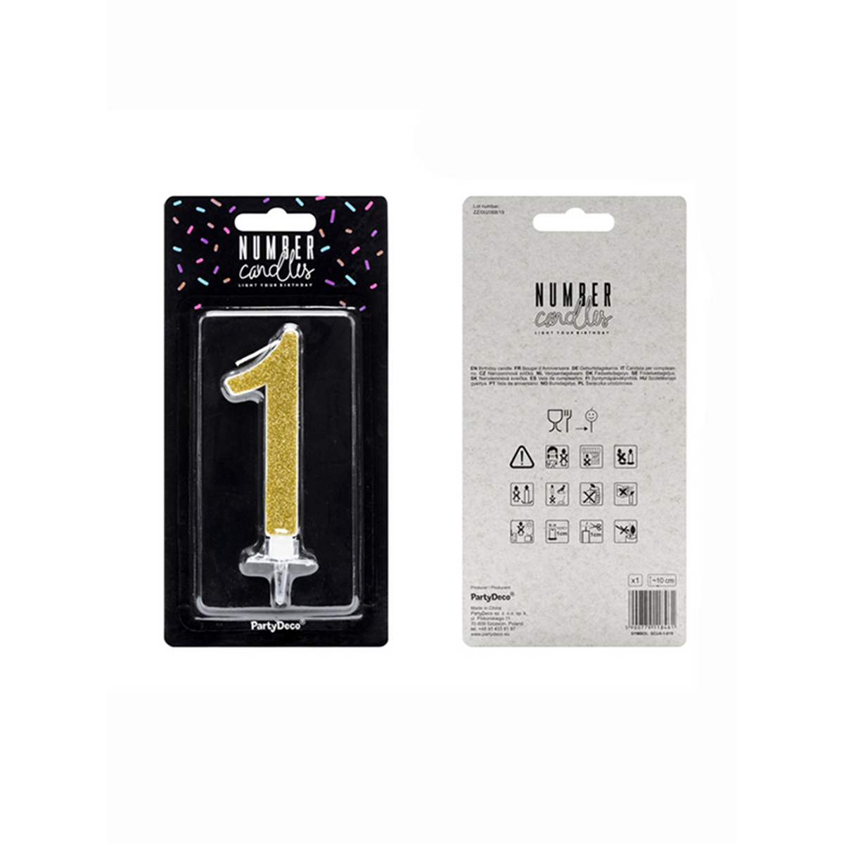 1 Kuchenkerze XL - Zahl 1 - Gold Glittery