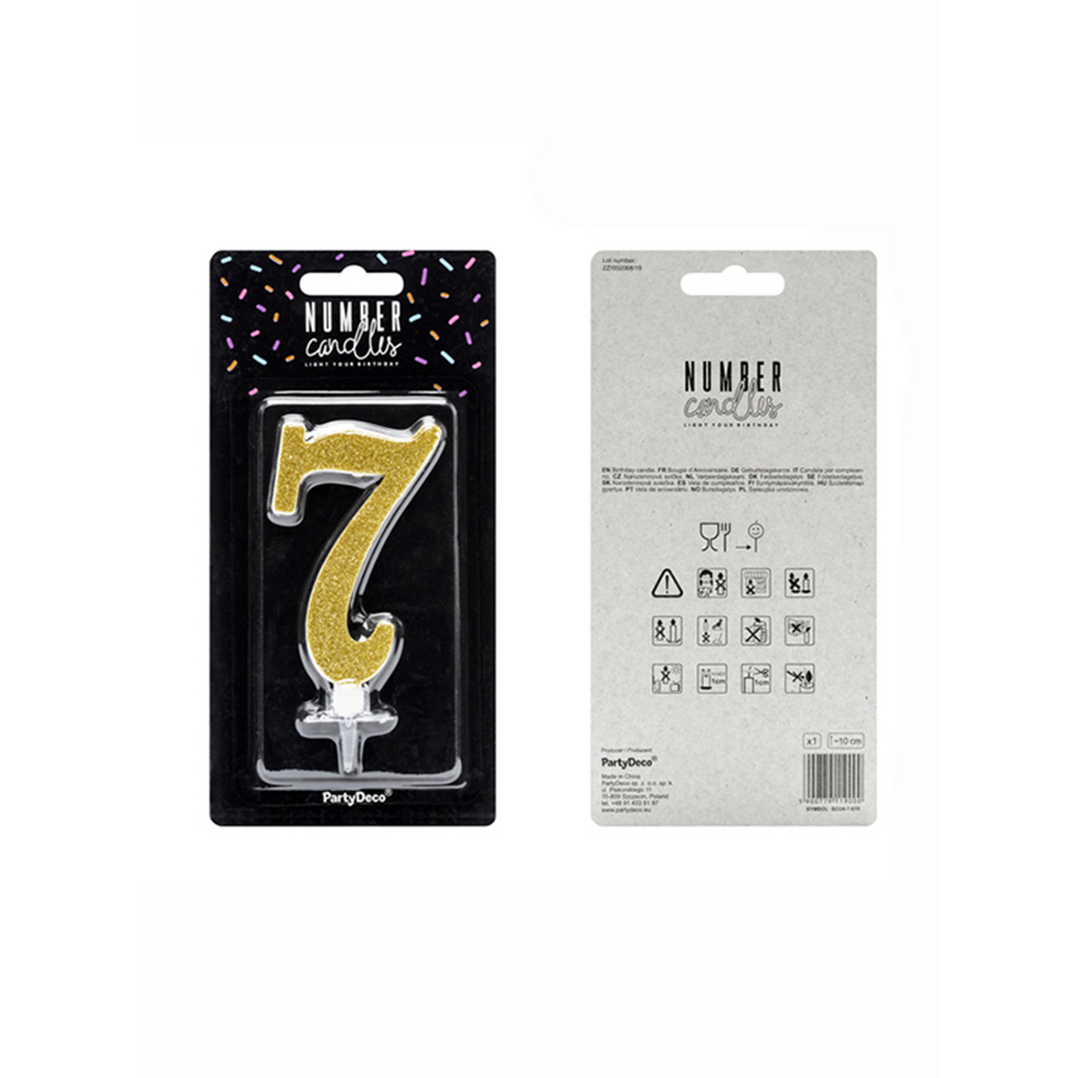 1 Kuchenkerze XL - Zahl 7 - Gold Glittery