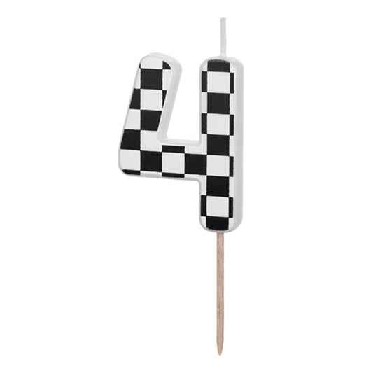 1 Kuchenkerze - Zahl 4 - Racing