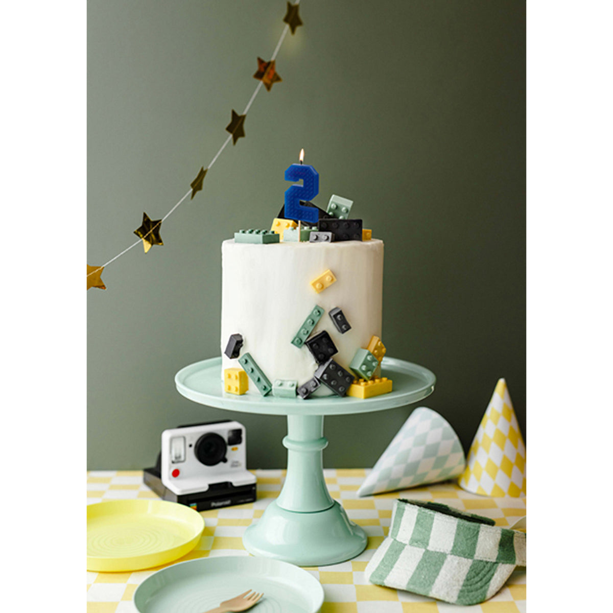 1 Kuchenkerze - Zahl 2 - blue